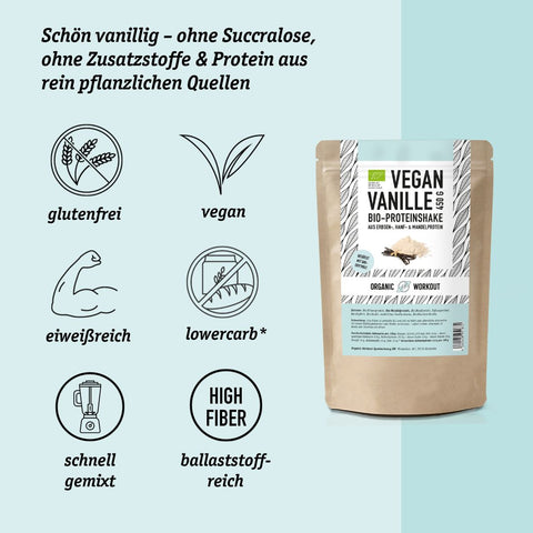 Bio Vegan Vanille Shake mit Protein aus Pflanzlichen Quellen