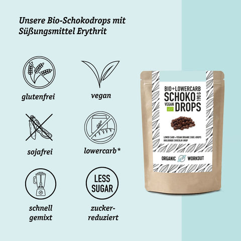 30 g Bio Schokodrops – lower-carb* & vegan, gesüsst mit Erythrit