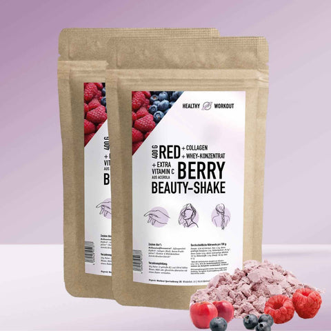 Red Berry BEAUTY SHAKE mit Bio-Wheyprotein + Collagen + Vitamin C