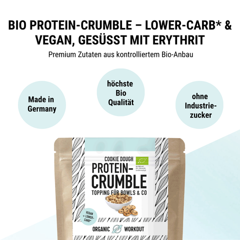 Cookie Dough Protein Crumble – bio, vegan mit Bio-Erythrit und Bio Erbsenprotein