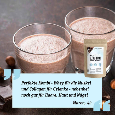 Milky Choco BEAUTY SHAKE mit Bio-Wheyprotein + Collagen + Maca
