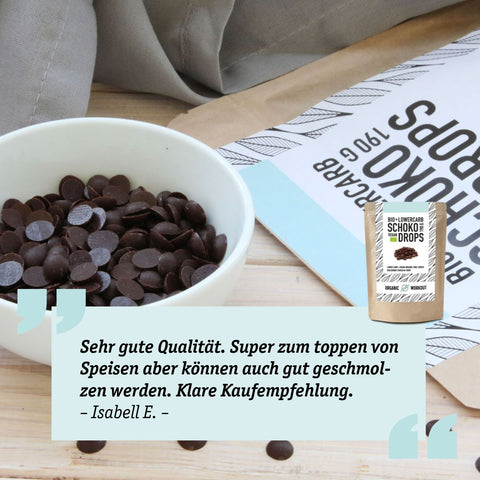 30 g Bio Schokodrops – lower-carb* & vegan, gesüsst mit Erythrit