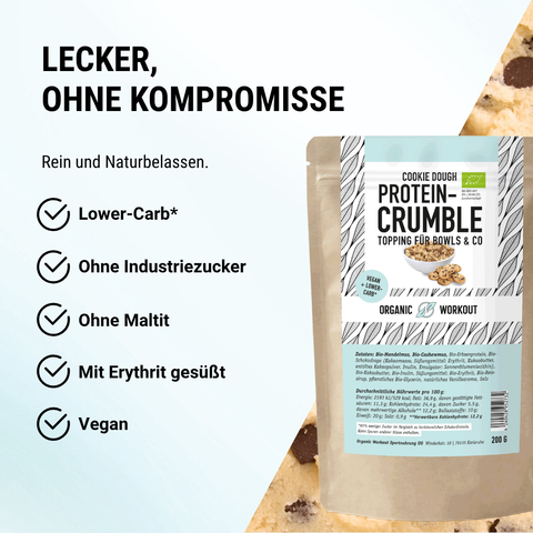 Cookie Dough Protein Crumble – bio, vegan mit Bio-Erythrit und Bio Erbsenprotein