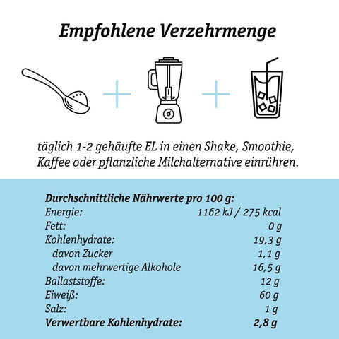 Vanille-Collagen Pulver gesüßt mit Bio-Erythrit - Beauty + Fitness