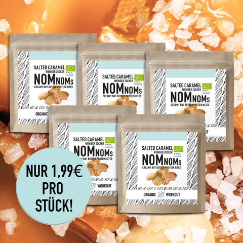 Salted Caramel NomNoms (Protein-Bites) – bio, vegan mit Bio-Erythrit und Bio Erbsenprotein