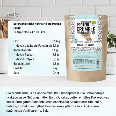Cookie Dough Protein Crumble – bio, vegan mit Bio-Erythrit und Bio Erbsenprotein