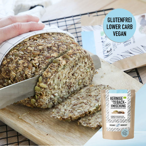 Bio Kernige Lower-Carb* Backmischung – glutenfrei, vegan, eiweiss- und ballaststoffreich