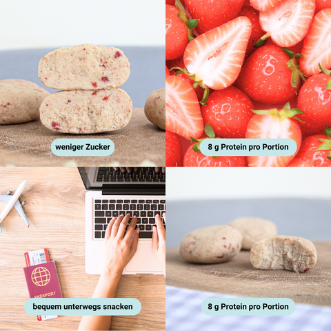 Strawberry NomNoms- Protein Bites – bio, vegan mit Bio-Erythrit und Bio Erbsenprotein