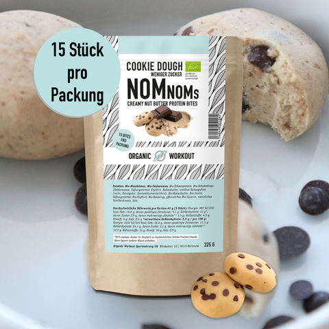 Cookie Dough NomNoms- Protein Bites – Chocolat Chip, bio, vegan mit Bio-Erythrit und Bio Erbsenprotein