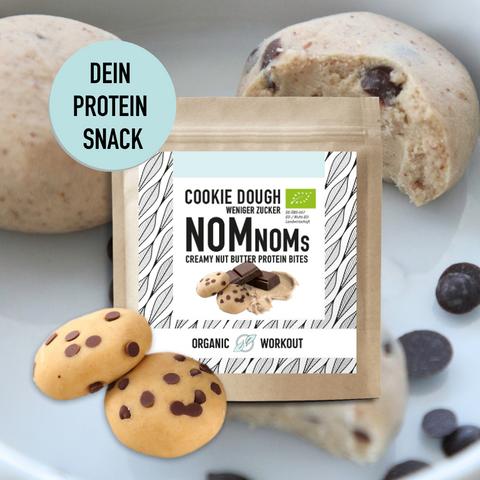 Cookie Dough NomNoms- Protein Bites – Chocolat Chip, bio, vegan mit Bio-Erythrit und Bio Erbsenprotein