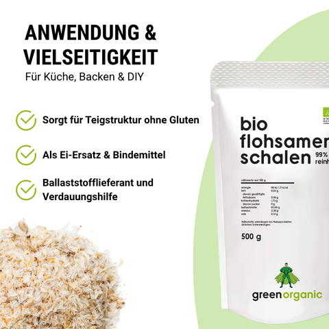 Bio Premium Flohsamenschalen 99% – 500 g