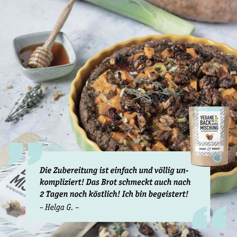 Vegane Bio Backmischung mit Gemüse, die proteinreiche, lower-carb* Brot-Alternative