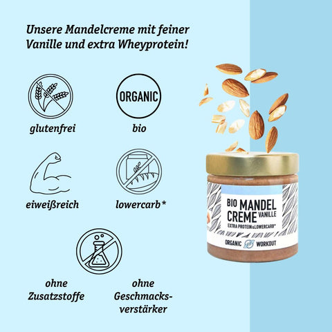 Bio Mandelcreme mit Whey-Protein + Vanille