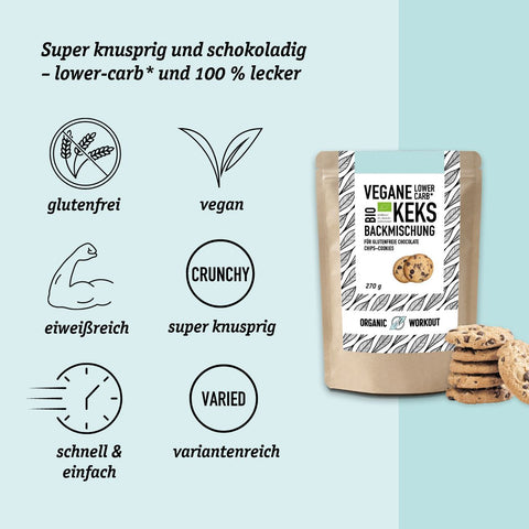 Bio Lower-Carb* Vegane Keks-Backmischung für glutenfreie Chocolate-Chip-Cookies