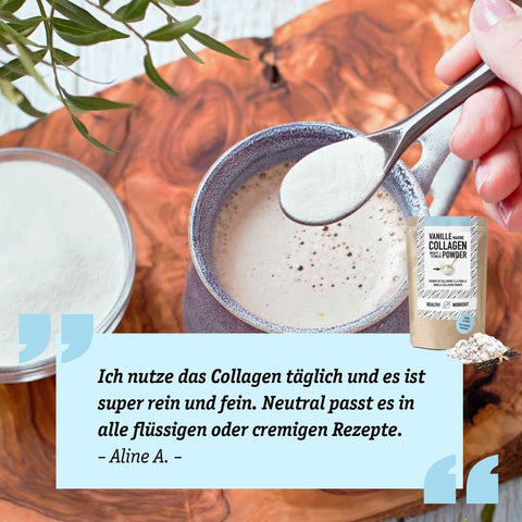 Vanille-Collagen Pulver gesüßt mit Bio-Erythrit - Beauty + Fitness