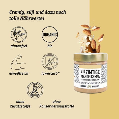 Zimtige Bio Mandelcreme mit Whey-Protein + Vanille (limitierte Sonderedition)