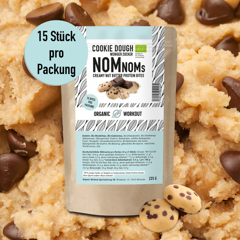3er Big Pack Cookie Dough NomNoms- Protein Bites – Chocolat Chip, bio, vegan mit Bio-Erythrit und Bio Erbsenprotein