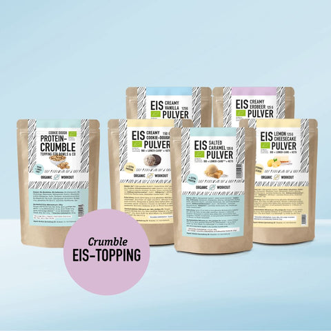 EIS-BUNDLE MIT CRUMBLE-TOPPING – Lower-Carb* + Keto + Bio + Creamy