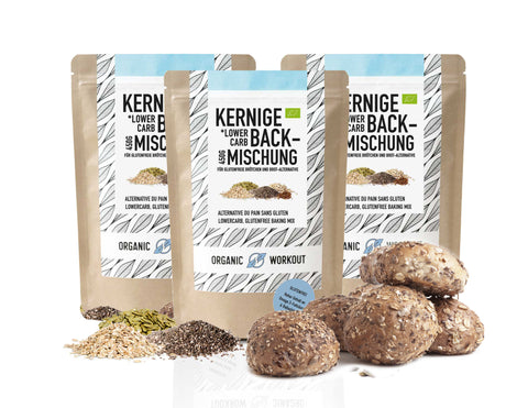 Bio Kernige Lower Carb Backmischung – glutenfrei, vegan, eiweiss- und ballaststoffreich