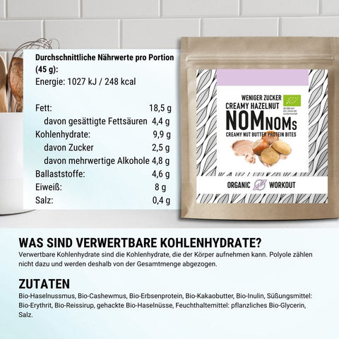 Creamy White Hazelnut NomNoms (Protein-Bites) –  bio, vegan und mit Erbsenprotein