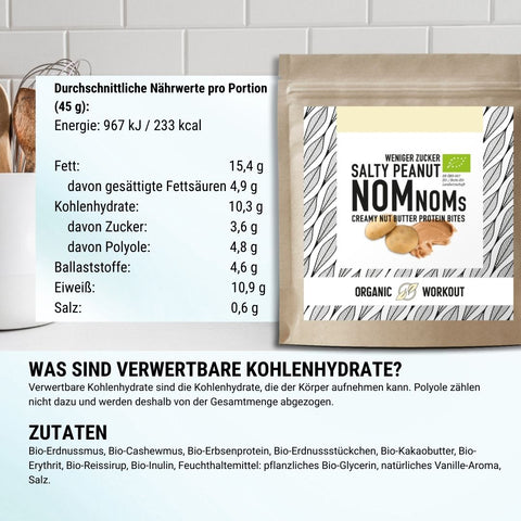 Salty Peanut NomNoms (Protein-Bites) – bio, vegan mit extra Protein