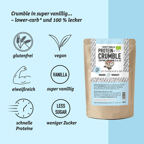 Crispy Vanilla Protein Crumble – bio, vegan mit Bio-Erythrit und Bio Erbsenprotein