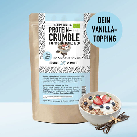 Crispy Vanilla Protein Crumble – bio, vegan mit Bio-Erythrit und Bio Erbsenprotein