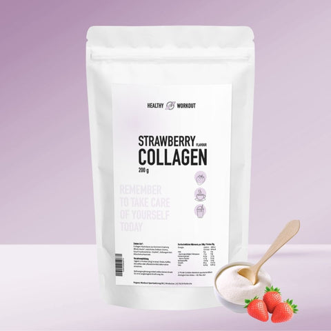 Strawberry Flavour Collagen Pulver gesüßt mit Mönchsfruchtextrakt