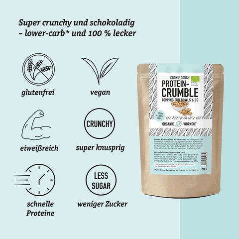 Cookie Dough Protein Crumble – bio, vegan mit Bio-Erythrit und Bio Erbsenprotein