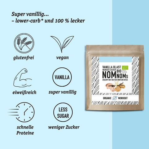 Vanilla Blast NomNoms (Protein-Bites) – bio, vegan mit Bio-Erythrit und Bio Erbsenprotein