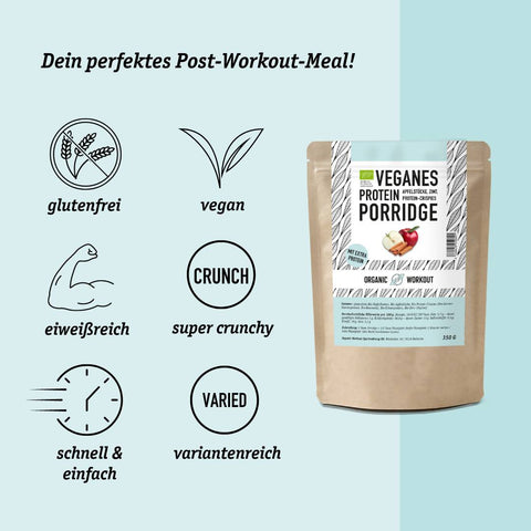 Bio Protein Porridge Apfel-Zimt mit Protein-Crispies – vegan