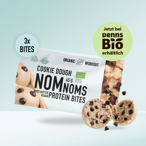 Cookie Dough NomNoms- Protein Bites, bio, vegan, Ballaststoffquelle mit Bio-Erythrit und Bio Erbsenprotein