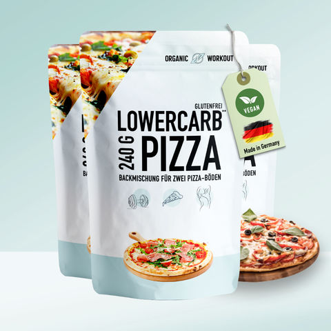 Lower-Carb* Pizza Backmischung für zwei glutenfreie, vegane Pizzaböden