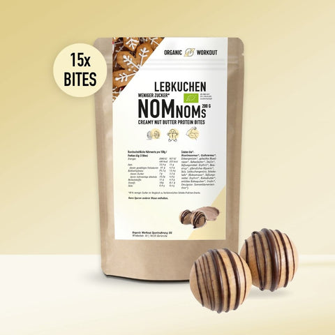 Lebkuchen NomNom Protein Bites – bio, vegan mit Extra pflanzlichem Protein