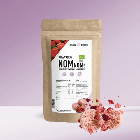 Strawberry NomNoms- Protein Bites – bio, vegan mit Bio-Erythrit und Bio Erbsenprotein