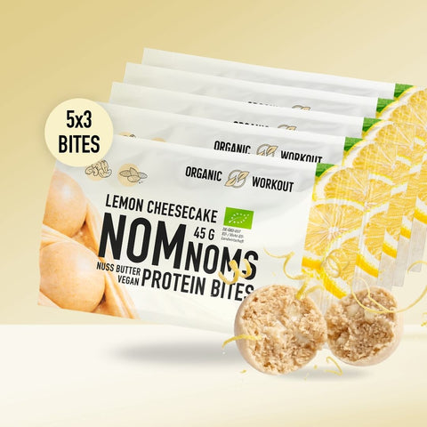 LIMITED EDITION Lemon Cheesecake NomNoms (Protein-Bites) – bio, vegan mit Bio-Erythrit und Bio Erbsenprotein