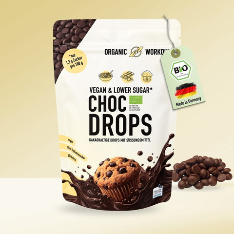 Bio Schokodrops – lower-carb* & vegan, gesüsst mit Erythrit