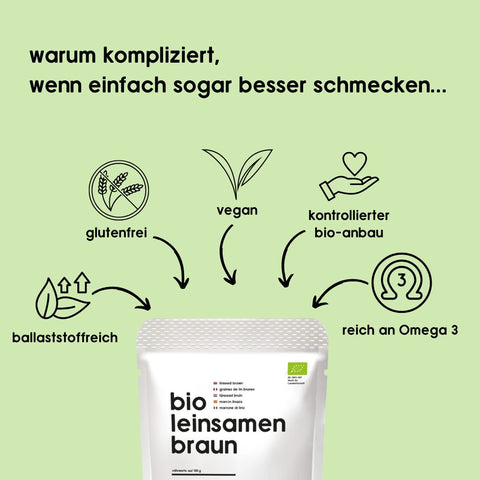 Bio Premium Leinsamen – braun 900 g