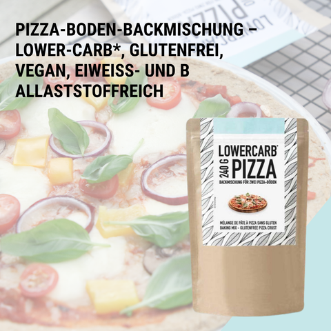 Lower-Carb* Pizza Backmischung für zwei glutenfreie, vegane Pizzaböden