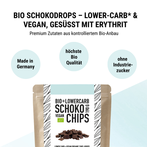 30 g Bio Schokochips – lower-carb* & vegan, gesüsst mit Erythrit