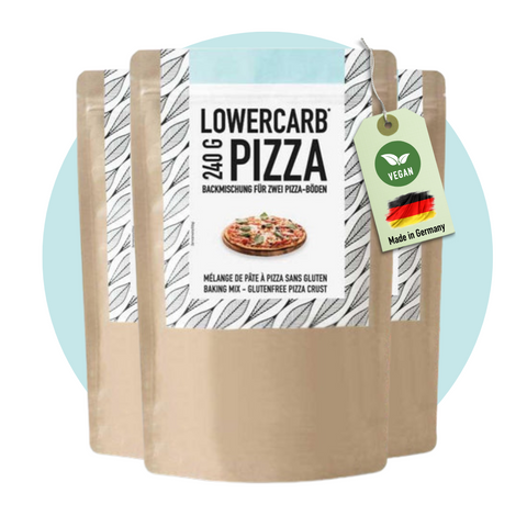 Lower-Carb* Pizza Backmischung für zwei glutenfreie, vegane Pizzaböden