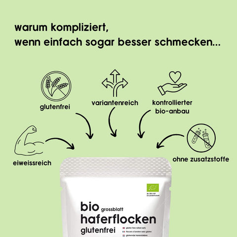 Bio glutenfreie Großblatt Haferflocken - 450g