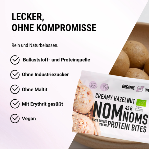 Creamy White Hazelnut NomNoms (Protein-Bites) –  bio, vegan und mit Erbsenprotein