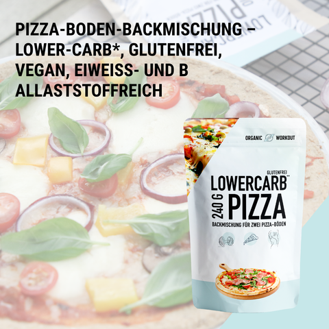Lower-Carb* Pizza Backmischung für zwei glutenfreie, vegane Pizzaböden