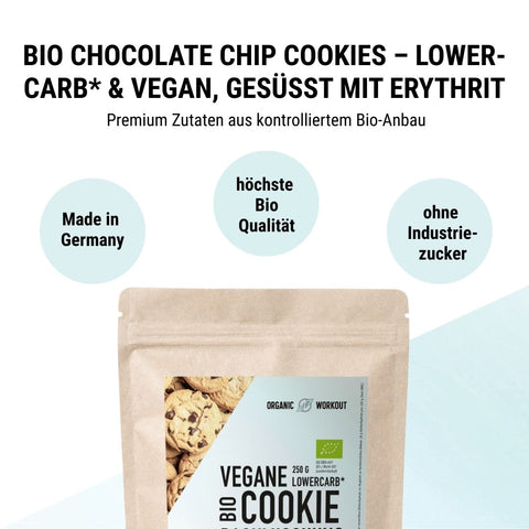 Bio Lower-Carb* vegane Keks-Backmischung für glutenfreie Chocolate-Chip-Cookies
