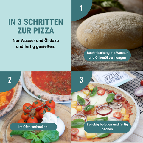 Lower-Carb* Pizza Backmischung für zwei glutenfreie, vegane Pizzaböden
