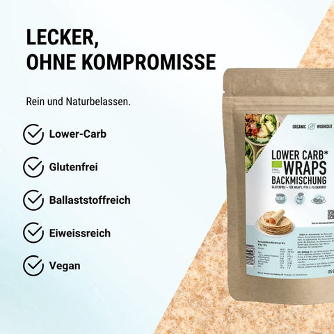 WRAPS LOWER-CARB* BACKMISCHUNG – glutenfrei, vegan, bio, Sauerteig, für Wraps & Fladenbrot