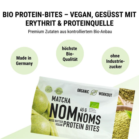 Matcha NomNoms - Protein Bites – Bio, vegan mit Bio-Erythrit und Bio-Erbsenprotein