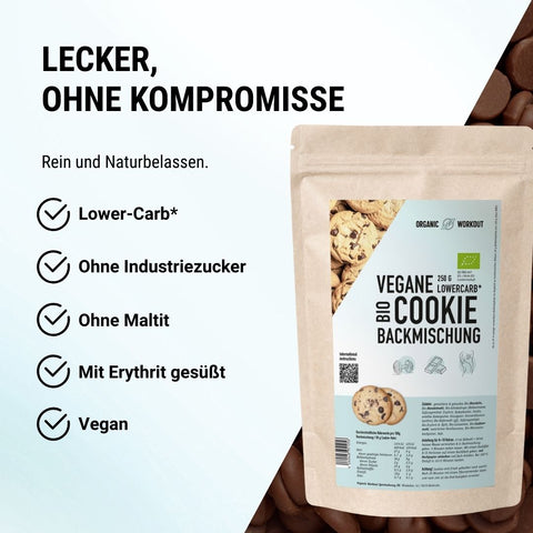 Bio Lower-Carb* vegane Keks-Backmischung für glutenfreie Chocolate-Chip-Cookies