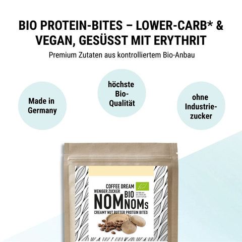 Coffee Dream NomNoms - Protein Bites – Bio, vegan mit Bio-Erythrit und Bio-Erbsenprotein